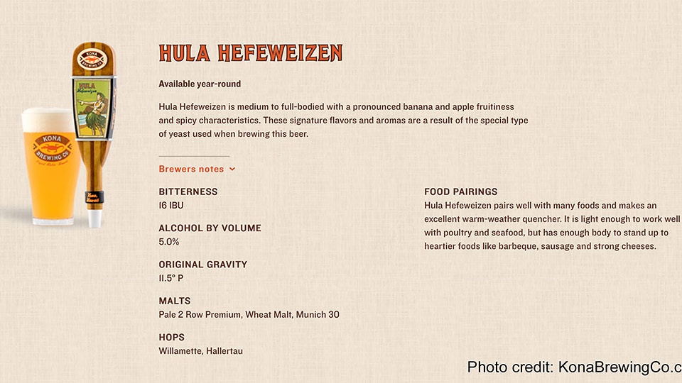 Hula Hefeweisen Kona Brewing Co Hawaii
