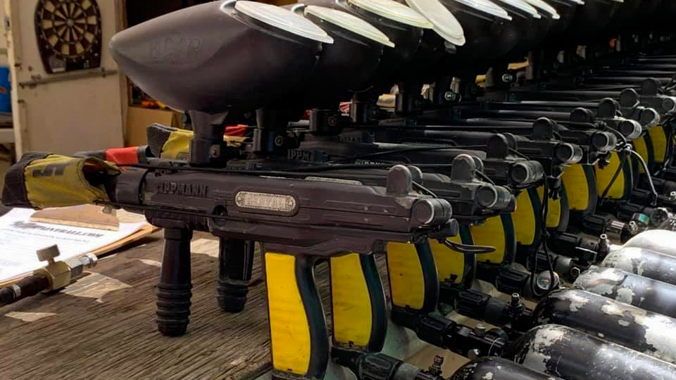 Row of Paintball Guns