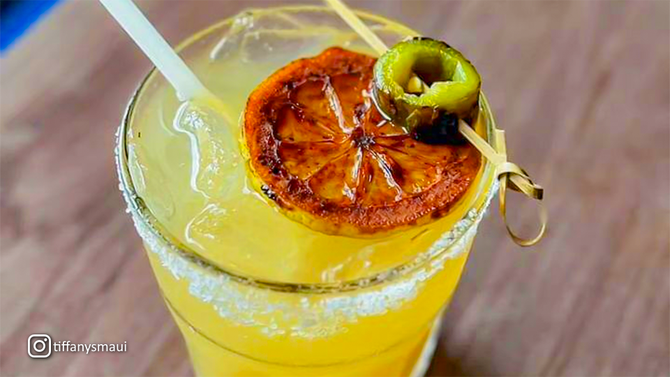 Delicious mixed drink at Tiffany's Maui restaurant in Wailuku