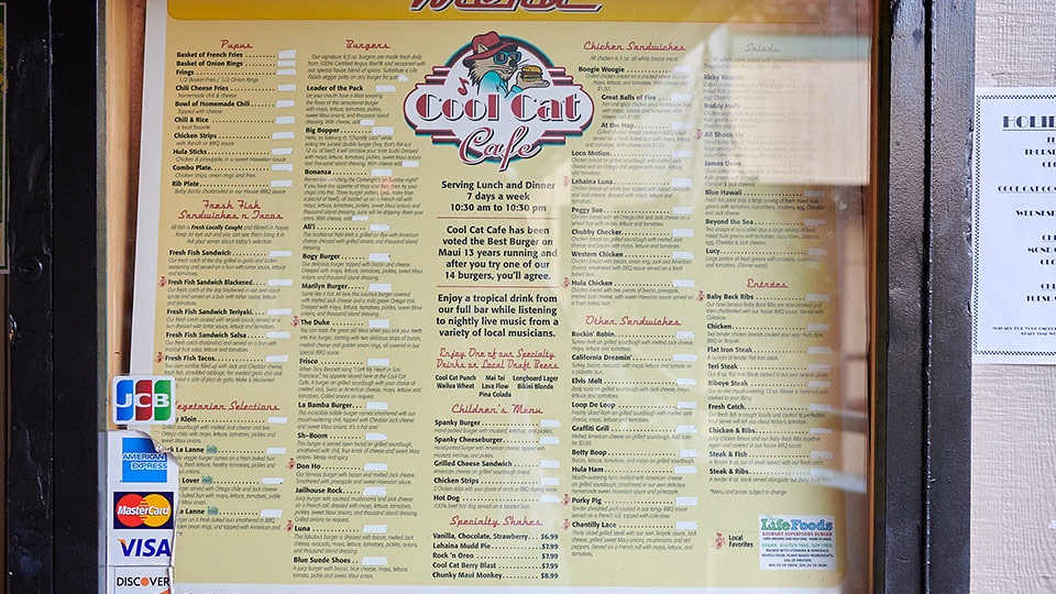 Best Maui Burger Cool Cat menu