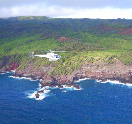 Scenic aerial view of Air Maui helicopter