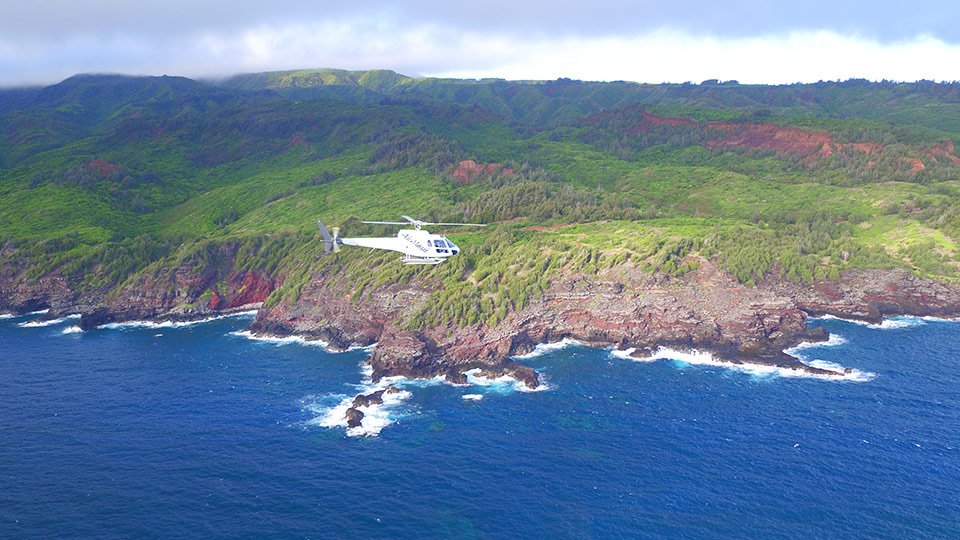 Scenic aerial view of Air Maui helicopter