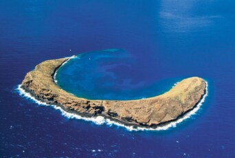 Aerial image of Molokini island