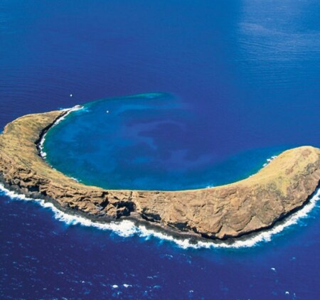 Aerial image of Molokini island