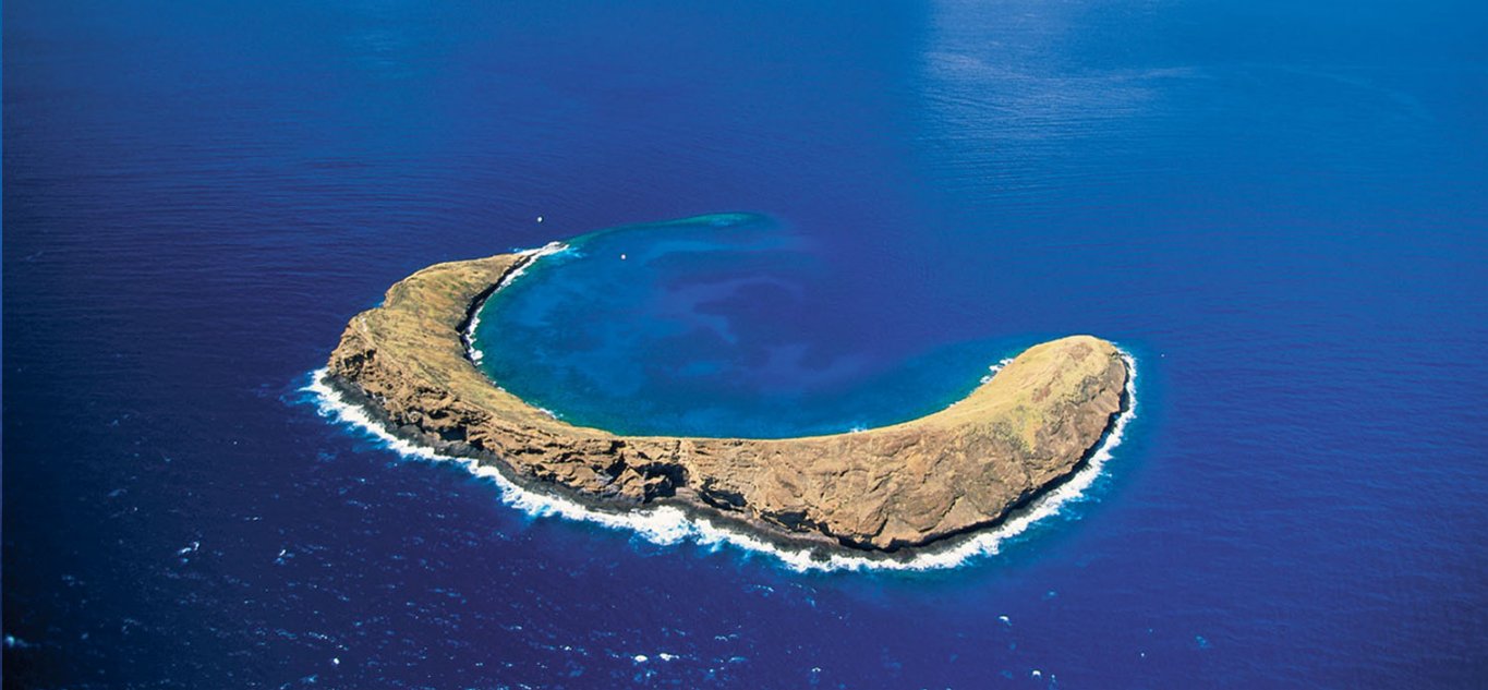 Aerial image of Molokini island