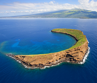 Aerial photo of Molokini island