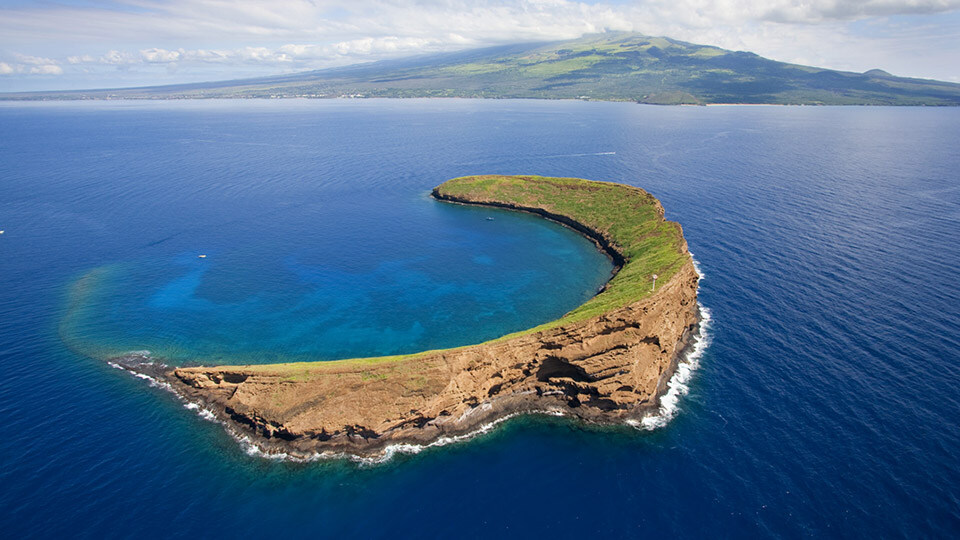 Aerial View of Molokini and Maui