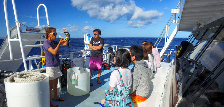 pride of maui guide explaining basic safety to a tour group