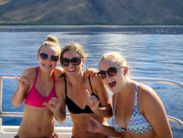 Mother on the Pride of Maui with her daughters.